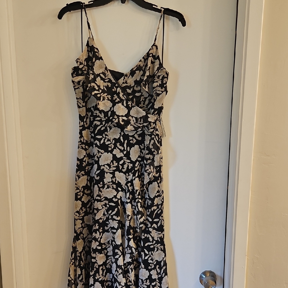 Express Black and Cream Floral Midi Dress